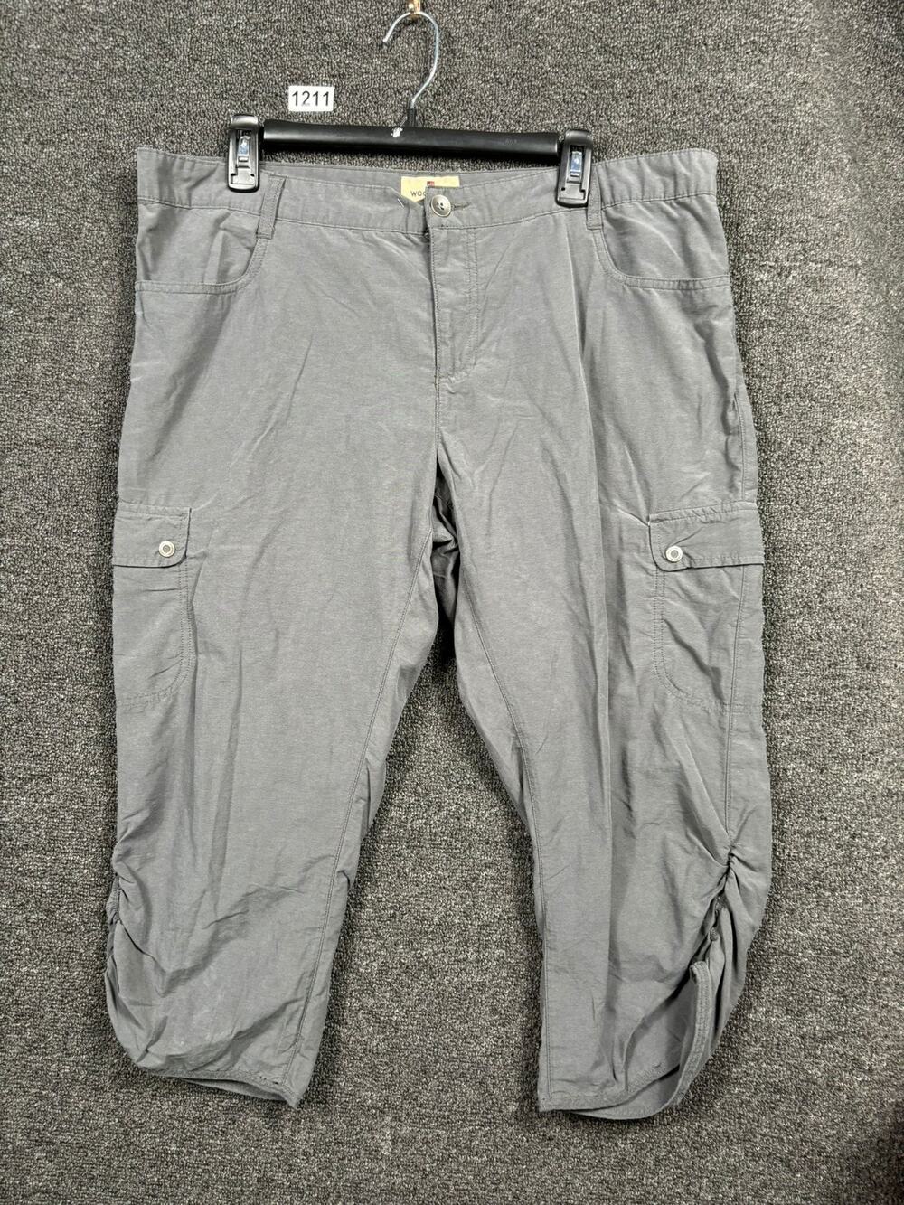 Woolrich Hiking Capri Pants Womens Size 12 Blue Cargo Ruched Pockets Mid Rise